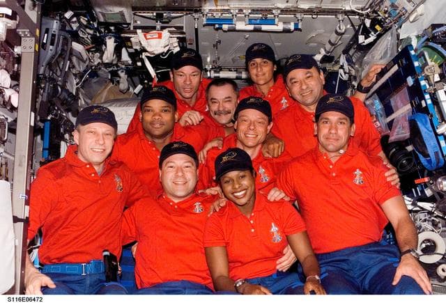 NASA image: STS-116 and Expedition 14 crewmembers in the U.S. Laboratory