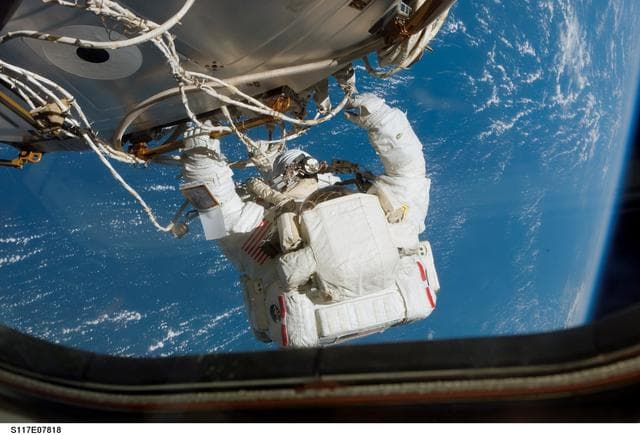 NASA image: Forrester moves to the Quest A/L during Extravehicular Activity 4