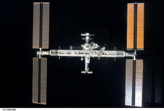 NASA image: ISS during departure of the STS-117 Space Shuttle Atlantis