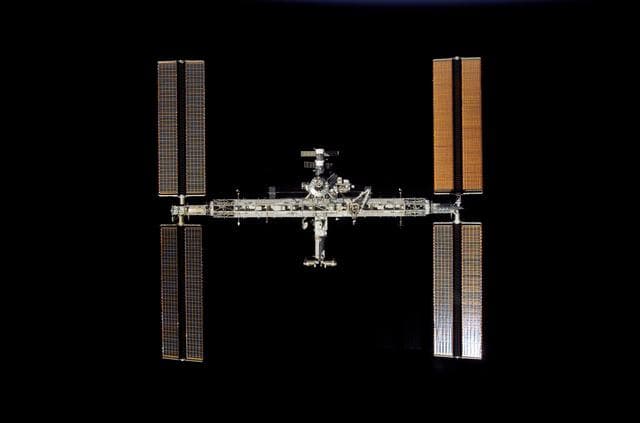 NASA image: ISS during departure of the STS-117 Space Shuttle Atlantis