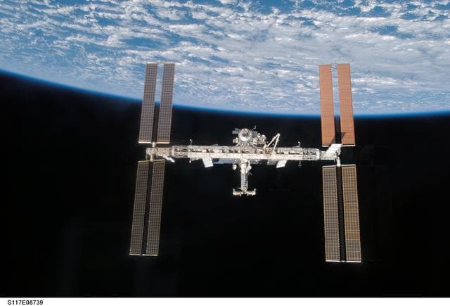 NASA image: ISS during departure of the STS-117 Space Shuttle Atlantis