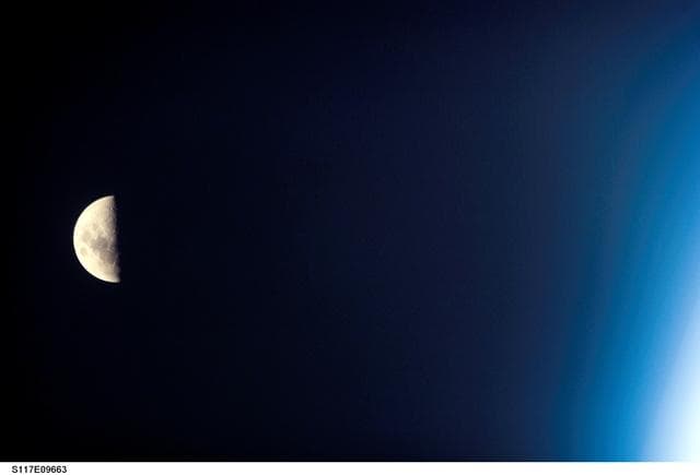 NASA image: View of the Moon taken by STS-117 Crewmember