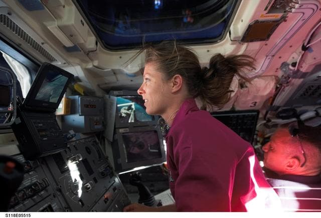 NASA image: View of Caldwell working in the FD during STS-118