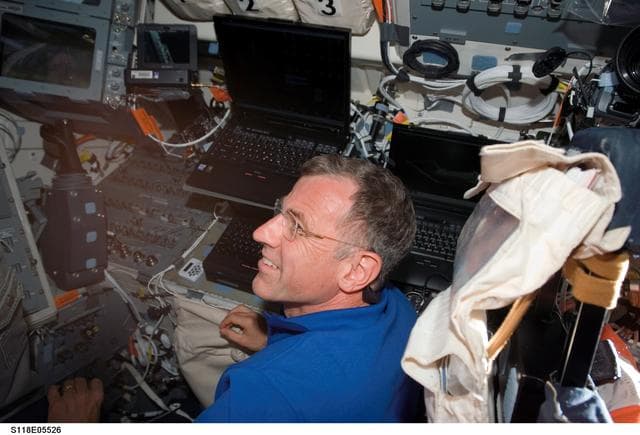 NASA image: View of Williams working in the FD during STS-118