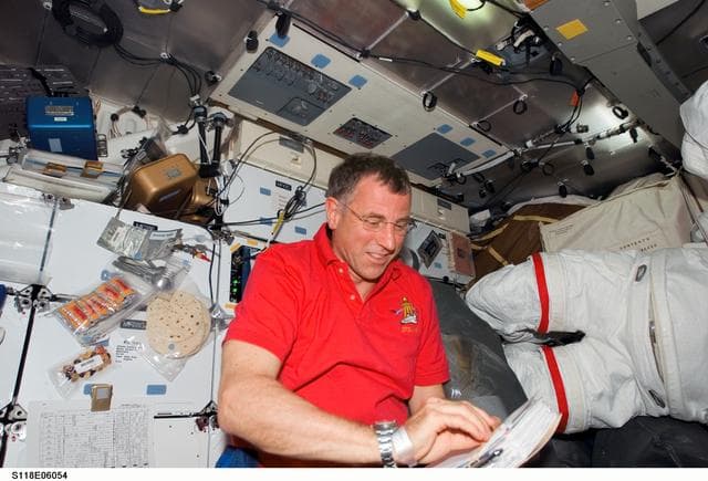 NASA image: View of Williams working on the MDDK during STS-118