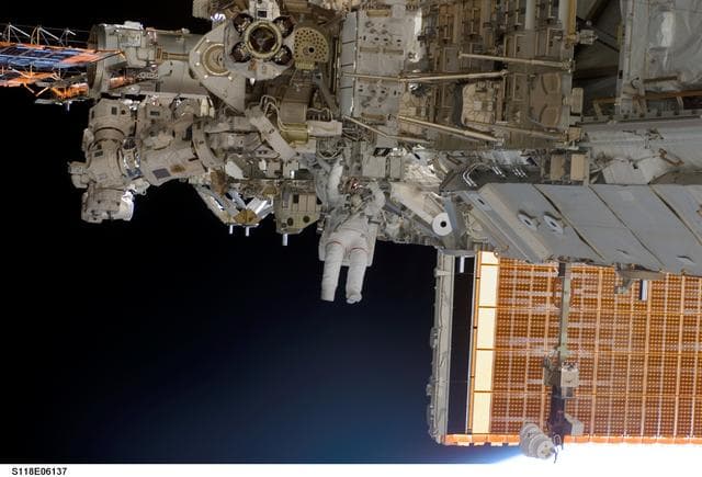 NASA image: View of Mastracchio during STS-118 EVA 1