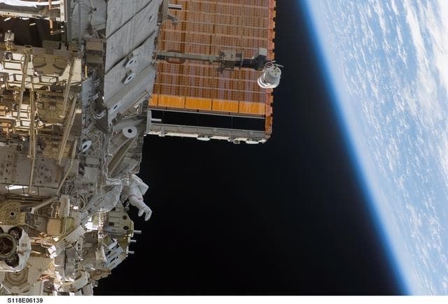 NASA image: View of Mastracchio during STS-118 EVA 1