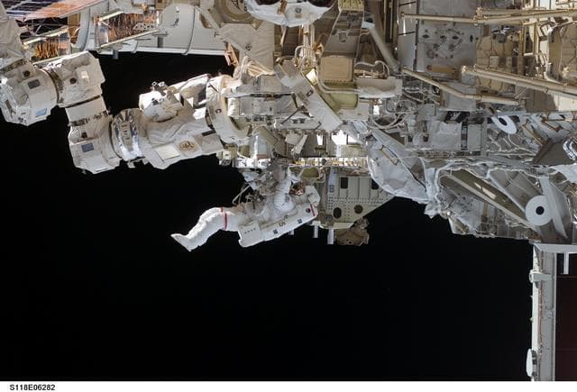 NASA image: View of Mastracchio on EVA 1 during STS-118/Expedition 15 Joint Operations
