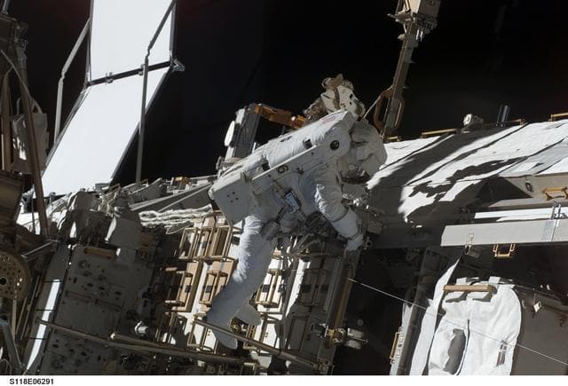 NASA image: View of Williams on EVA 1 during STS-118/Expedition 15 Joint Operations
