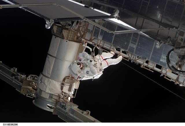 NASA image: View of Mastracchio on EVA 1 during STS-118/Expedition 15 Joint Operations
