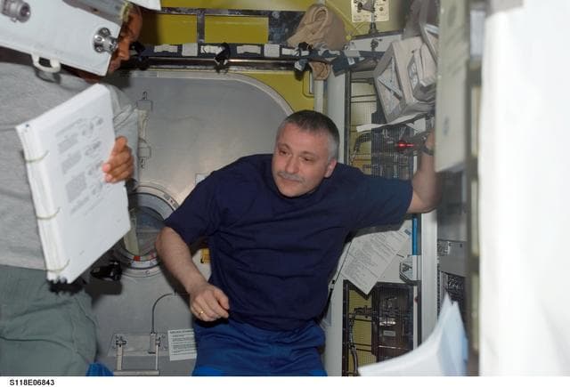 NASA image: View of Yurchikhin and Drew in the A/L during STS-118/Expedition 15 Joint Operations