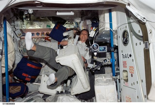 NASA image: View of Caldwell in the Node 1 during STS-118/Expedition 15 Joint Operations