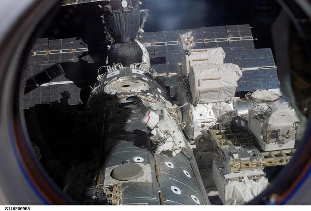 NASA image: View of MS Mastracchio participating in EVA 2 during STS-118/Expedition 15 Joint Operations