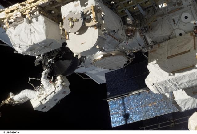 NASA image: View of MS Williams working with the new CMG at ESP2 during EVA 2