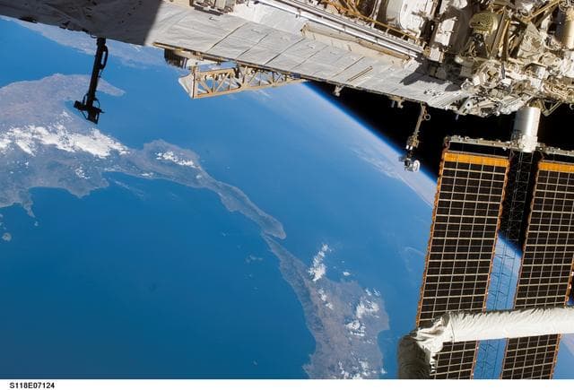 NASA image: View of the Port side Truss Segments and SAW