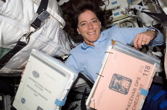 NASA image: View of Morgan in the SPACEHAB Module during the STS-118 Mission