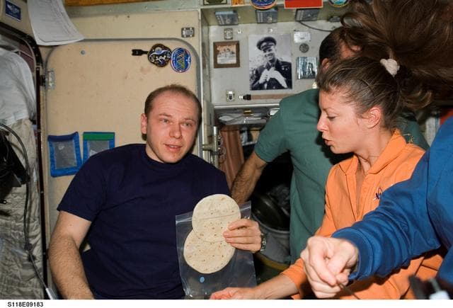 NASA image: View of Crewmembers in the SM during STS-118/Expedition 15 Farewell Ceremony