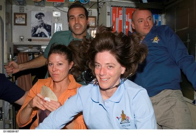 NASA image: View of Crewmembers in the SM during STS-118/Expedition 15 Farewell Ceremony