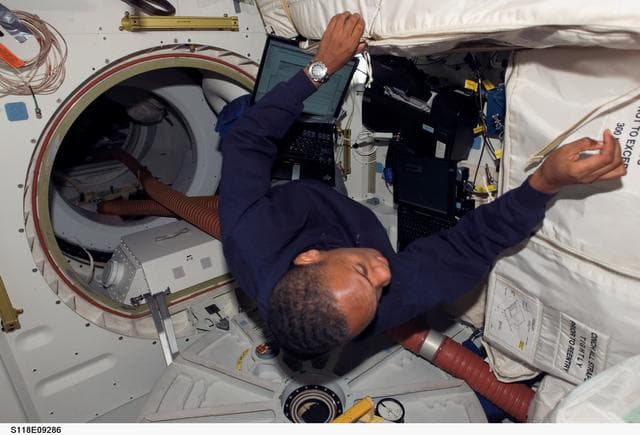 NASA image: View of MS Drew working on the Shuttle Endeavour during STS-118
