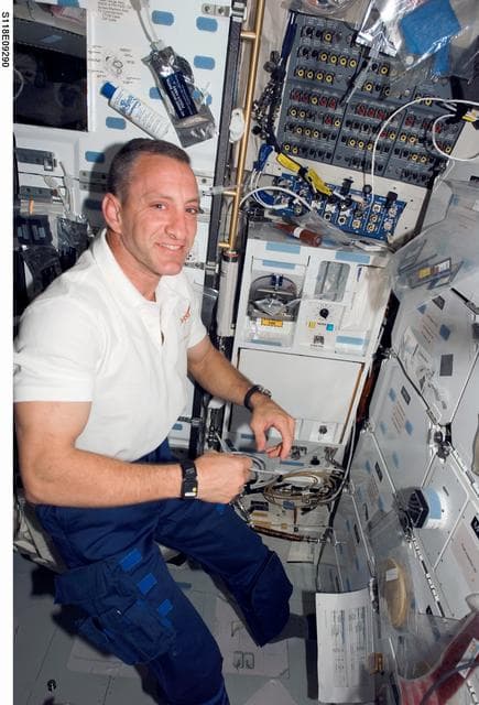 NASA image: View of Hobaugh in the MDDK of the Shuttle Endeavour during STS-118