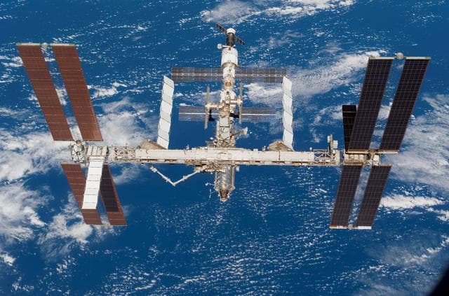 NASA image: Exterior view of the ISS taken during the STS-118 Mission