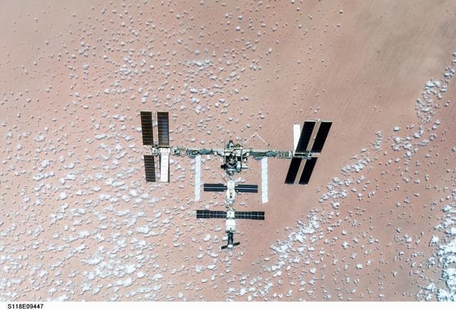 NASA image: Exterior view of the ISS taken during the STS-118 Mission