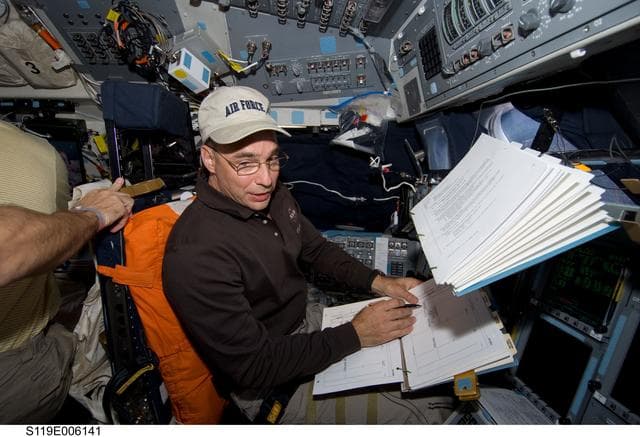 NASA image: Archambault on Flight Deck (FD)