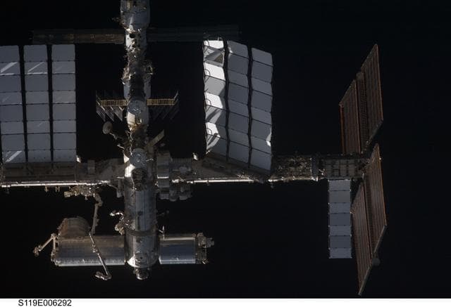 NASA image: ISS during STS-119 Approach