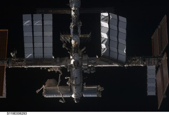 NASA image: ISS during STS-119 Approach
