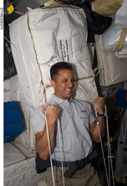 NASA image: Crew Exercise on Shuttle Discovery