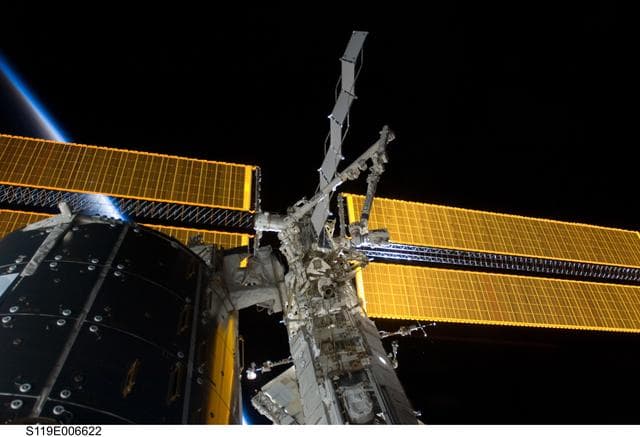 NASA image: Space Station Remote Manipulator System (SSRMS) on Mobile Transporter (MT) for S6 Relocation OPS