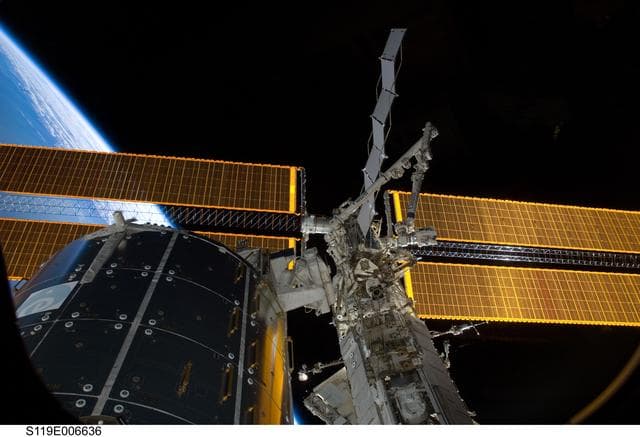 NASA image: Space Station Remote Manipulator System (SSRMS) on Mobile Transporter (MT) for S6 Relocation OPS
