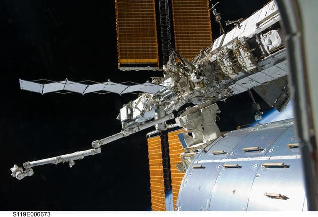NASA image: STS-119 Extravehicular Activity (EVA) 1 S6 Truss Umbilical Mate OPS