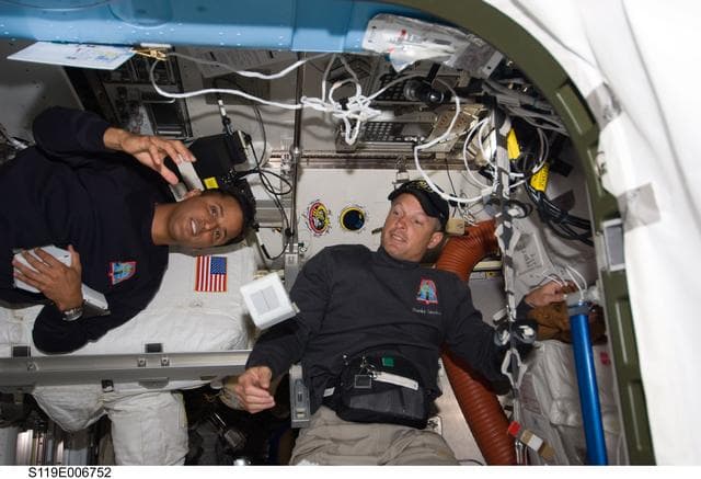 NASA image: Acaba and Swanson in Joint Airlock