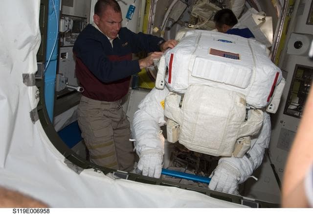 NASA image: Extravehicular Mobility Unit (EMU) Cleanup OPS following STS-119 EVA 2