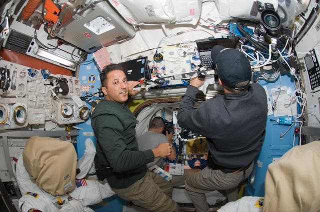 NASA image: Acaba and Swanson in Joint Airlock