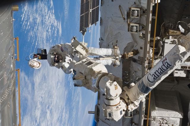 NASA image: STS-119 EVA 3 GAT SSRMS LEE B Snare Lubrication OPS