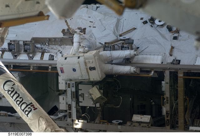 NASA image: STS-119 Extravehicular Activity (EVA) 3 GAT SSRMS LEE B Snare Lubrication OPS
