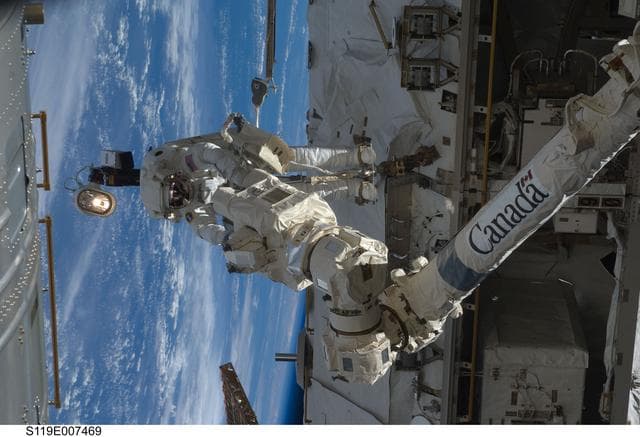 NASA image: STS-119 Extravehicular Activity (EVA) 3 GAT SSRMS LEE B Snare Lubrication OPS