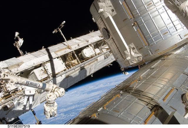 NASA image: P1 Truss and JEM Pressurized Module (JPM)