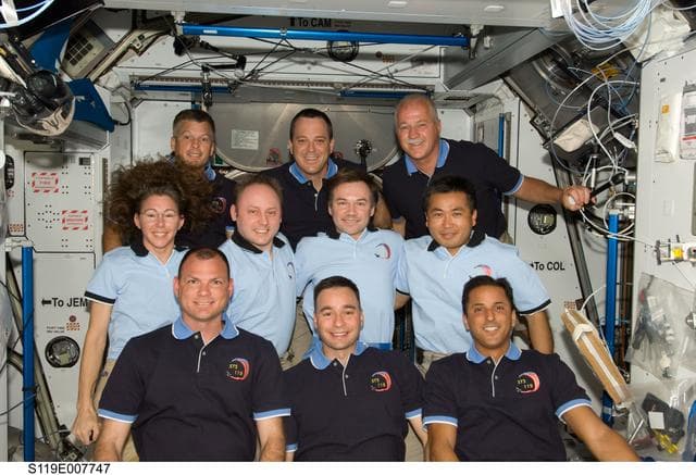 NASA image: Expedition 18 / STS-119 Group Photo in Node 2 Harmony