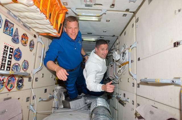 NASA image: Parazynski and Zemka in FGB/Zarya module
