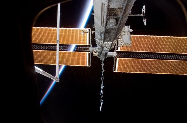 NASA image: Blurred view of P6 truss during EVA 1