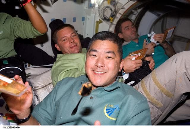 NASA image: Food packet on middeck