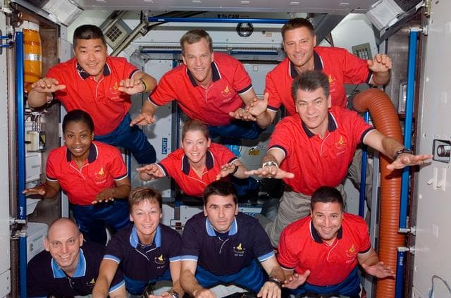 NASA image: Expedition 16/STS-120 crew in-flight portrait