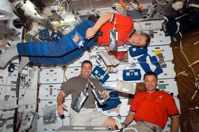 NASA image: STS-120 crew on Discovery middeck