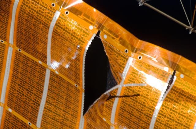 NASA image: Damaged P6 4B solar array wing