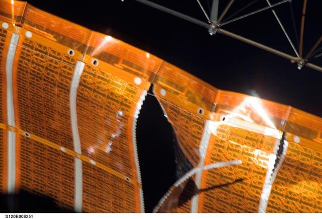 NASA image: Damaged P6 4B solar array wing