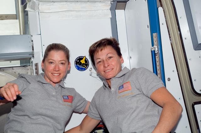 NASA image: STS-120 and Expedition 16 Commanders in Node 2/Harmony module
