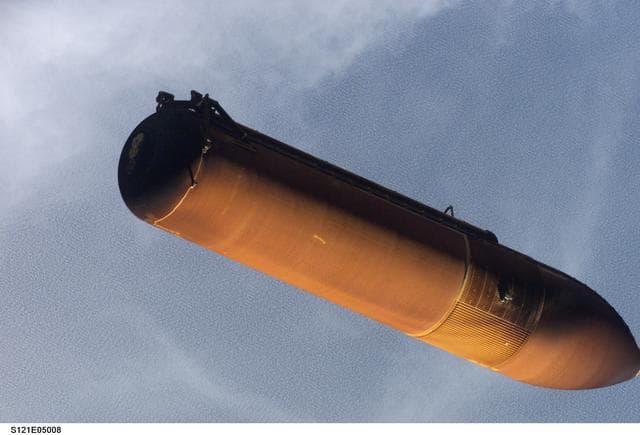 NASA image: The ET as it falls away from the orbiter after separation on STS-121